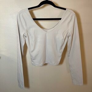 Lululemon Athletica Cream V-Neck Long Sleeve Top
